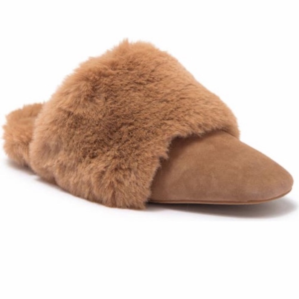 Stuart Weitzman Edie Chill Faux Fur Trimmed Mule